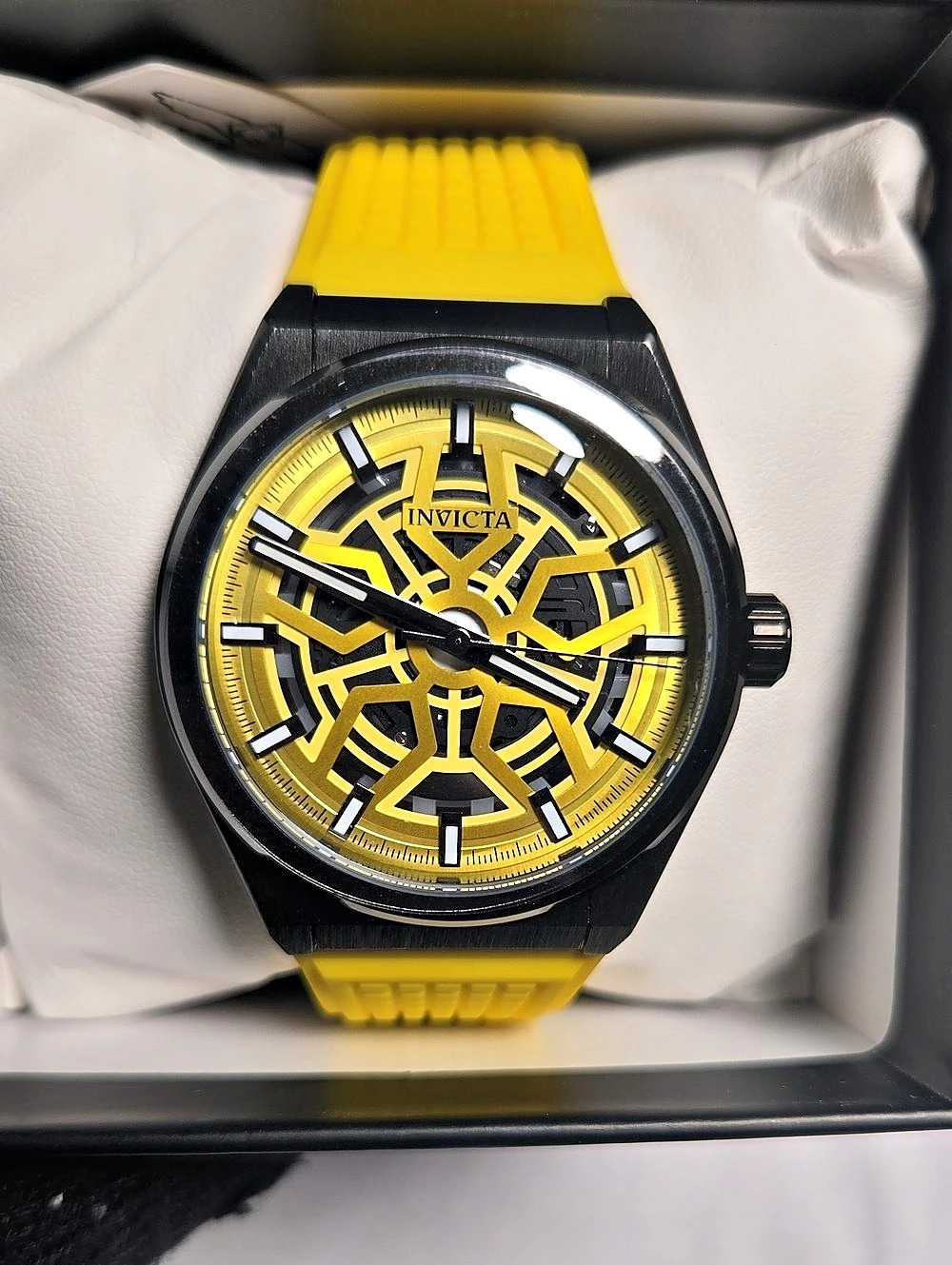 Invicta S1 Rally Skeleton Dial Yellow Silicone Strap Watch & Black Watch